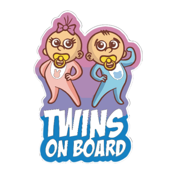 Pegatinas para el Coche "Twins on Board" 14x15 cm.